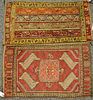 Two Turkish Oriental throw rugs. 
(1'9" x 3') and (1'6" x 3')
