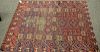 Two Bokhara Oriental throw rugs (worn).  (4' x 5'4") and (2'8" x 3')