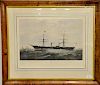 Nathaniel Currier  hand colored lithograph  The Royal Mail Steam Ship "Persia" 3,600 tons, 1,200 horse power  flying an Ameri