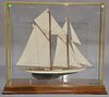 Ship model Schooner Meteor IV in glass and brass case set on mahogany base. 
ht. 30in., lg. 32 1/2in., dp. 8 1/2in.
