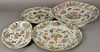 Four piece Famille Rose porcelain lot to include large footed platter, two oval platters and one shaped platter. 
footed plat