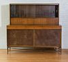 WALNUT AND BRASS CREDENZA WITH CUPBOARD TOP, PAUL MCCOBB / CALVIN IRWIN COLLECTION