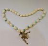ANTIQUE CHINESE CARVED BEADS AND TURQUOISE NECKLACE
