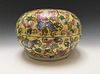 CHINESE FAMILL ROSE PORCELAIN BUTTERFLIES AND GOURD VINE BOX AND COVER REPUBLIC PERIOD