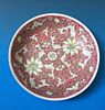 CHINESE ANTIQUE FAMILL ROSE PORCELAIN PLATE, QIANLONG MARK,19C