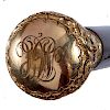 9. Gold Presentation Cane- Ca. 1890- An ornate gold-filled handle, ebonized hardwood shaft and a metal ferrule. H.- 2 ¼” x