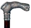 36. Sterling “Bulls” Dress Cane- Ca. 1890- The handle has three highly engraved bulls in fields of grass with one dog on 
