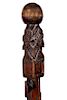 40. Masonic Folk Art Cane- Ca. 1900- A one-piece carved folk cane with four Masonic emblems, snakes, rifles with bayonets, sp