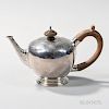 George III Sterling Silver Teapot, London, 1773-74, maker's mark rubbed, possibly James Stamp, circular form with engraved ro