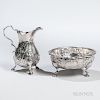 George III Sterling Silver Cream Jug and Sugar Bowl, London, 1774-75, Thomas Liddiard, maker, each with a chased floral spray