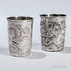 Two Russian Imperial Silver Beakers, Moscow, c. 1775, one with maker's mark "EA," the other rubbed, each with chased rocaille