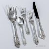 Wallace "Grand Baroque" Pattern Sterling Silver Flatware Service, Connecticut, 20th century, ten each: hollow knives, salad f
