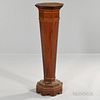 Regency-style Inlaid Mahogany Pedestal, 19th century, octagonal top over a tapering column extending to stepped base, ht. 43 