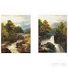 James Burrell Smith (British, 1822-1897)      Pair of Landscapes with Waterfalls: On the Ti..., Wales