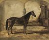 Henri Delattre (French, 1801-1876), Bay Horse in a Stable Interior, Signed and dated "...Delattre/1869" l.l., Condition: Line