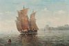 Paul Jean Clays (Belgian, 1819-1900), Vessels in a Harbor, Signed "P.J. Clays." l.r., Condition: Minor retouch, craquelure, m