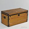 Louis Vuitton Damier Canvas Steamer Trunk, France, late 19th/early 20th century, metal and wood-bound, inscribed "G.G.F." on 