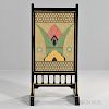 Aesthetic Ebonized Fire Screen, probably England, late 19th century, with gilt highlights, rounded ears over rectangular scre