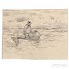 Frank Weston Benson (American, 1862-1951)      Three Unframed Sketches of Boats: Dory Sketches ,  Man in Dory