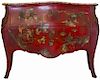 A French Pagoda Red Lacquered Bombe Commode, Early 20th century