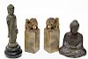 Chinese Bronze & Carved Hardstone Group, 4 Items