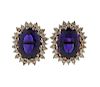14K Gold Diamond Purple Stone Earrings