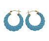 14K Gold Blue Stone Hoop Earrings