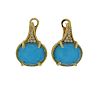 Judith Ripka 18K Gold Diamond Blue Stone Earrings