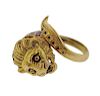 18k Gold Enamel Lion Head Wrap Ring