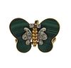 14k Gold Diamond Malachite Butterfly Ring