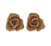 14k Gold Ruby Rose Flower Earrings