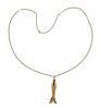 18k Gold Enamel Fish Pendant on  a Necklace