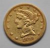 1899 S Liberty Head 5 Dollar Half Eagle US Gold Coin
