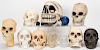 Group of 12 Decorative, Novelty, and Day of the Dead Skulls.