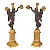 PAIR OF EMPIRE GILT AND PATINATED BRONZE CANDELABRA