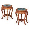 ASSOCIATED PAIR CHINESE CLOISONNE INSET SIDETABLES