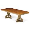 NEOCLASSICAL STYLE PARCEL GILT WALNUT DINING TABLE