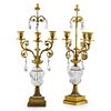 PAIR OF ROCK CRYSTAL AND GILT BRONZE CANDELABRA