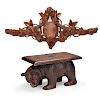 BLACK FOREST RABBIT WALL RACK AND BEAR STOOL