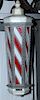 Barber Shop leaded glass and porcelain barber pole (30" six sided pole) wired for lighting