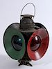 Railroad signal lantern Handlan original with four good lenses overall height 17"