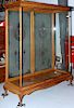 Department store floor showcase, 21" x 80" x 5', a French style upright case with acid etched back door, original condition w