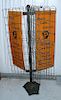 Pittsburg fence hardware store display 4' x 32" a vintage floor model sign with a pair of two-sided tin signs and 5 different