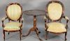 Three piece lot to include two Victorian gentleman's chairs and mahogany tip table (ht. 31in., dia. 29in.)