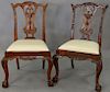 Set of six Maitland Smith mahogany Chippendale style dining chairs with ball and claw feet.