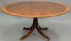 Banded inlaid mahogany pedestal table. ht. 29in., dia. 64in.