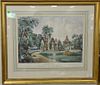Currier & Ives, hand colored lithograph, "The Residence of the Late Washington Irving, Near Tarrytown, NY.", sight size 16 1/