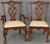 Set of six Stanley Furniture mahogany Chippendale style dining chairs.