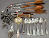 Tray lot with silver and sterling including salad serving spoons and forks, ladle, etc. 6.4 weighable t oz.
