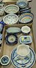 Three tray lots of handmade Polish pottery, twenty-two pieces including bowls, serving dishes, plates, creamer, sugars, etc, 
